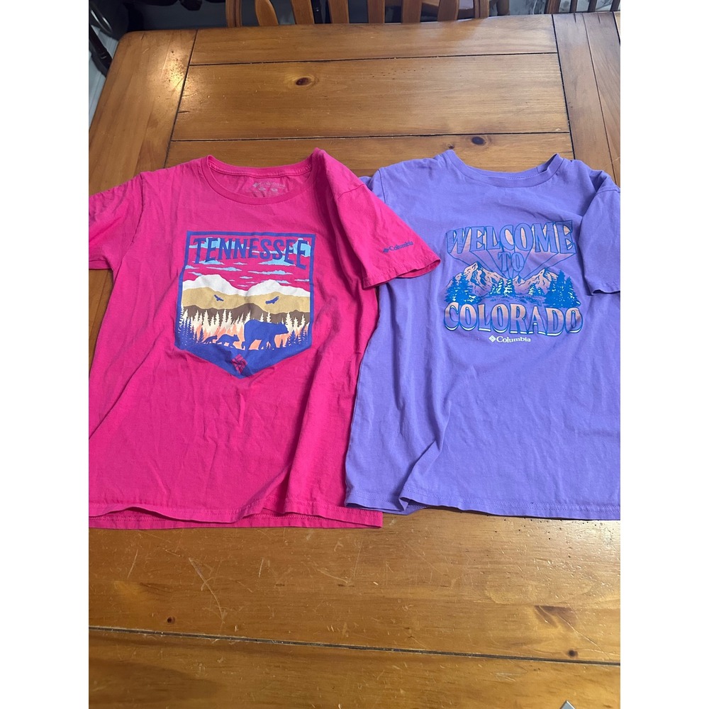 Columbia Youth T-Shirt Bundle Tennessee Colorado Pink Purple Size Medium Lot 2